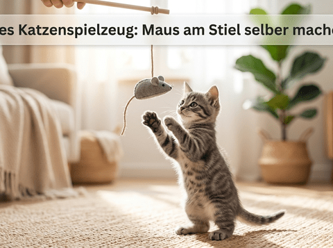 Bestes DIY Katzenspielzeug: Maus am Stiel selber machen